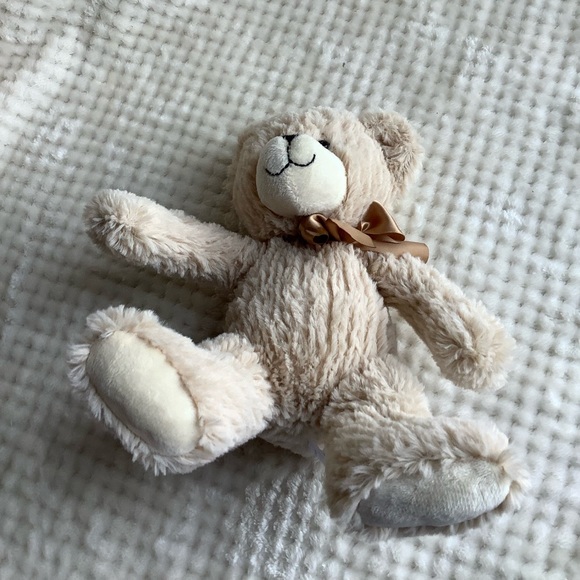 GANZ Ripley Beige Plush Bear H14710 Stuffed Animal Toy w Tan Bow - Picture 11 of 14